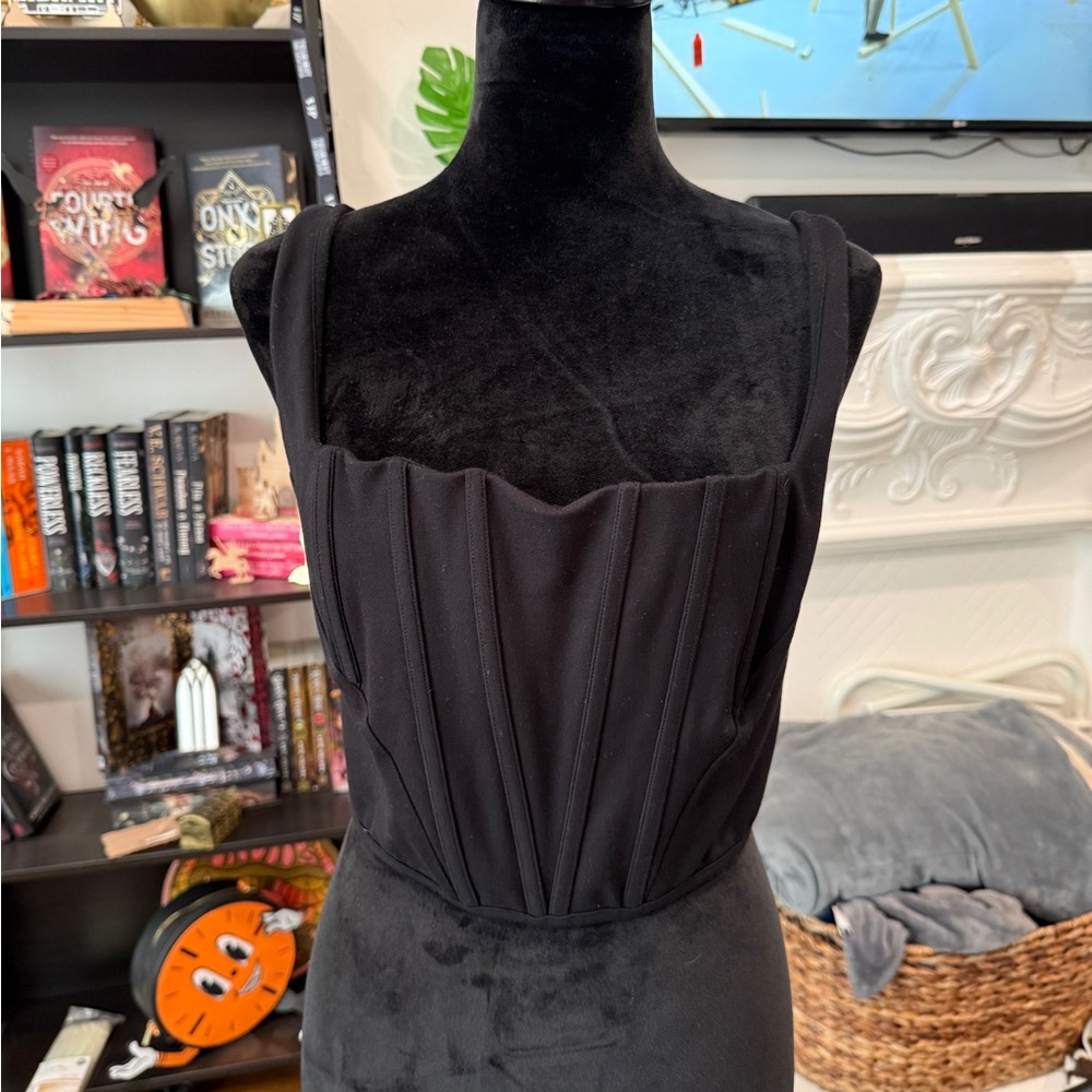 Corset Style Elegant Black Tank